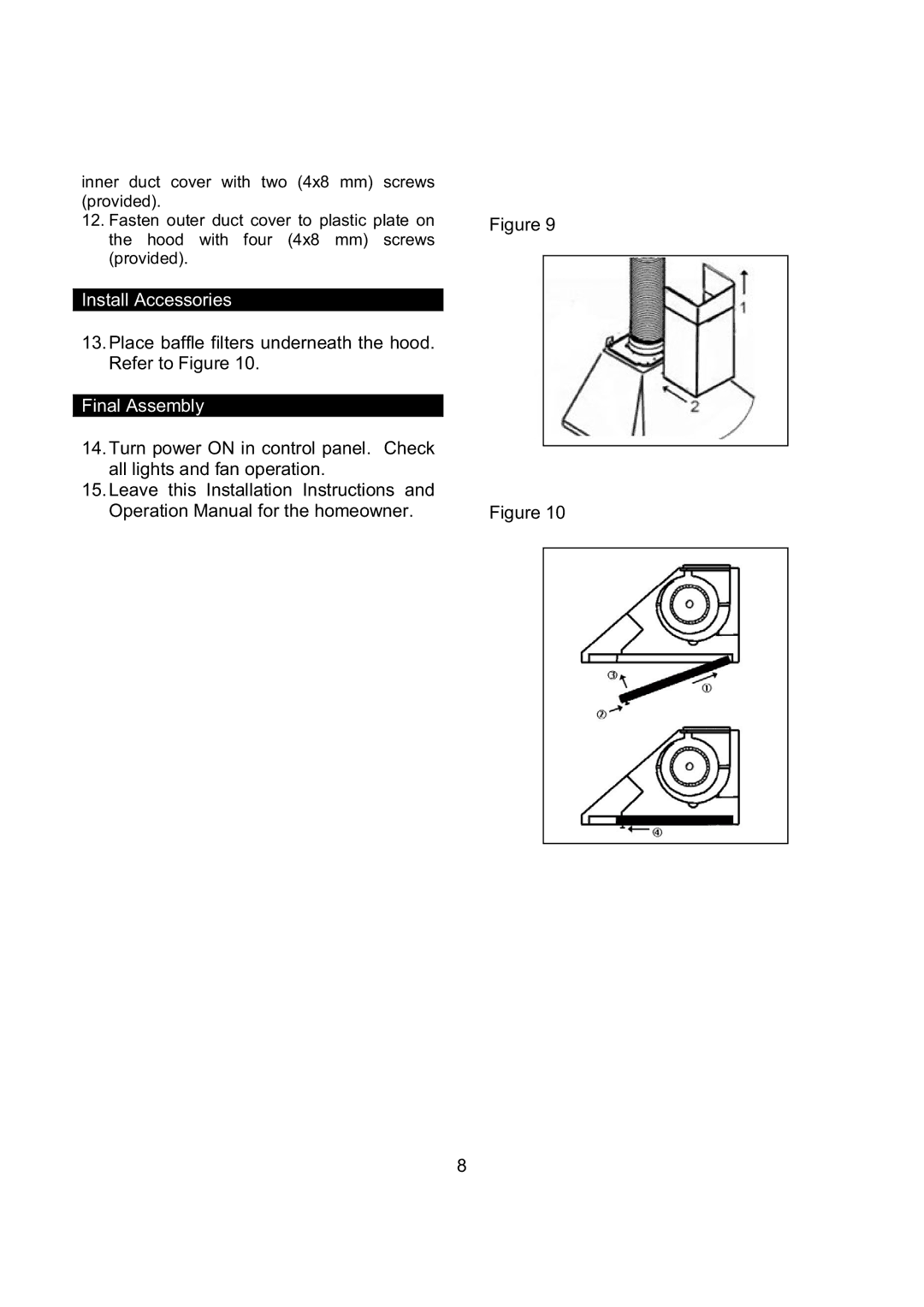 Kobe Range Hoods RA9236SQB, RA9230SQB installation instructions Install Accessories 