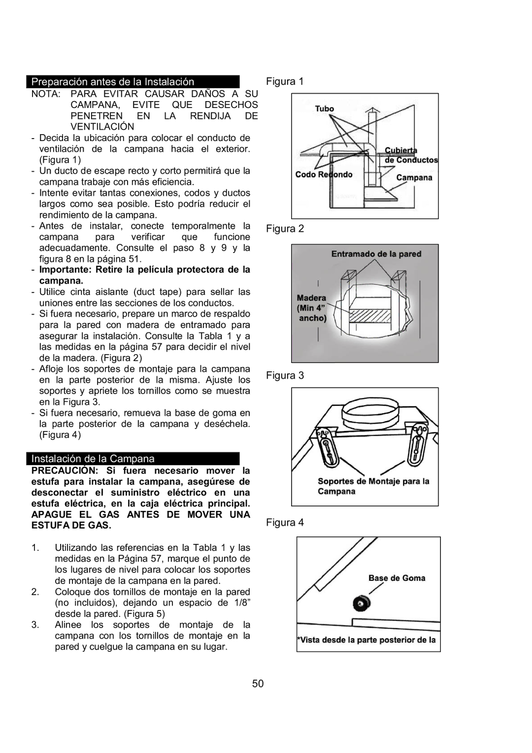 Kobe Range Hoods RA9236SQB, RA9230SQB installation instructions Importante Retire la película protectora de la campana 