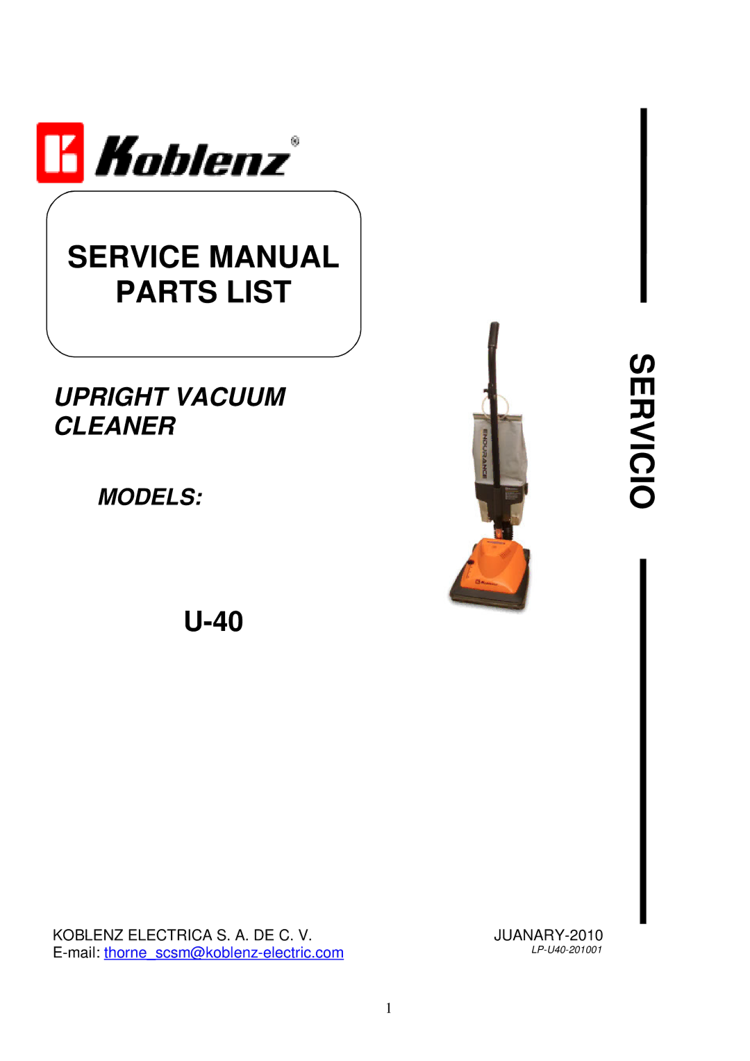 Koblenz/Thorne Electric U-40 service manual Servicio 