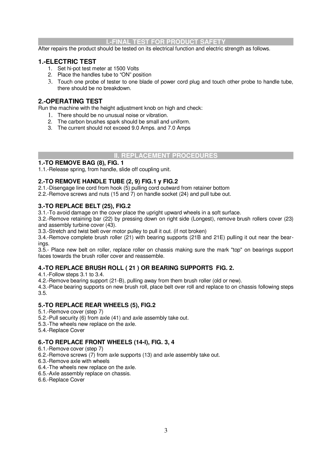 Koblenz/Thorne Electric U-40 service manual Final Test for Product Safety, II. Replacement Procedures 