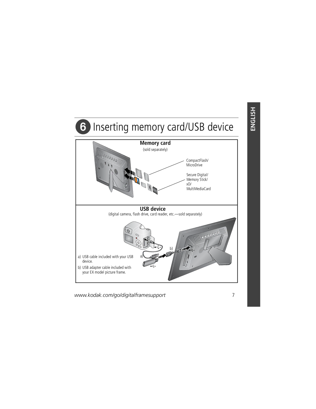 Kodak 1 manual Memory card, USB device 