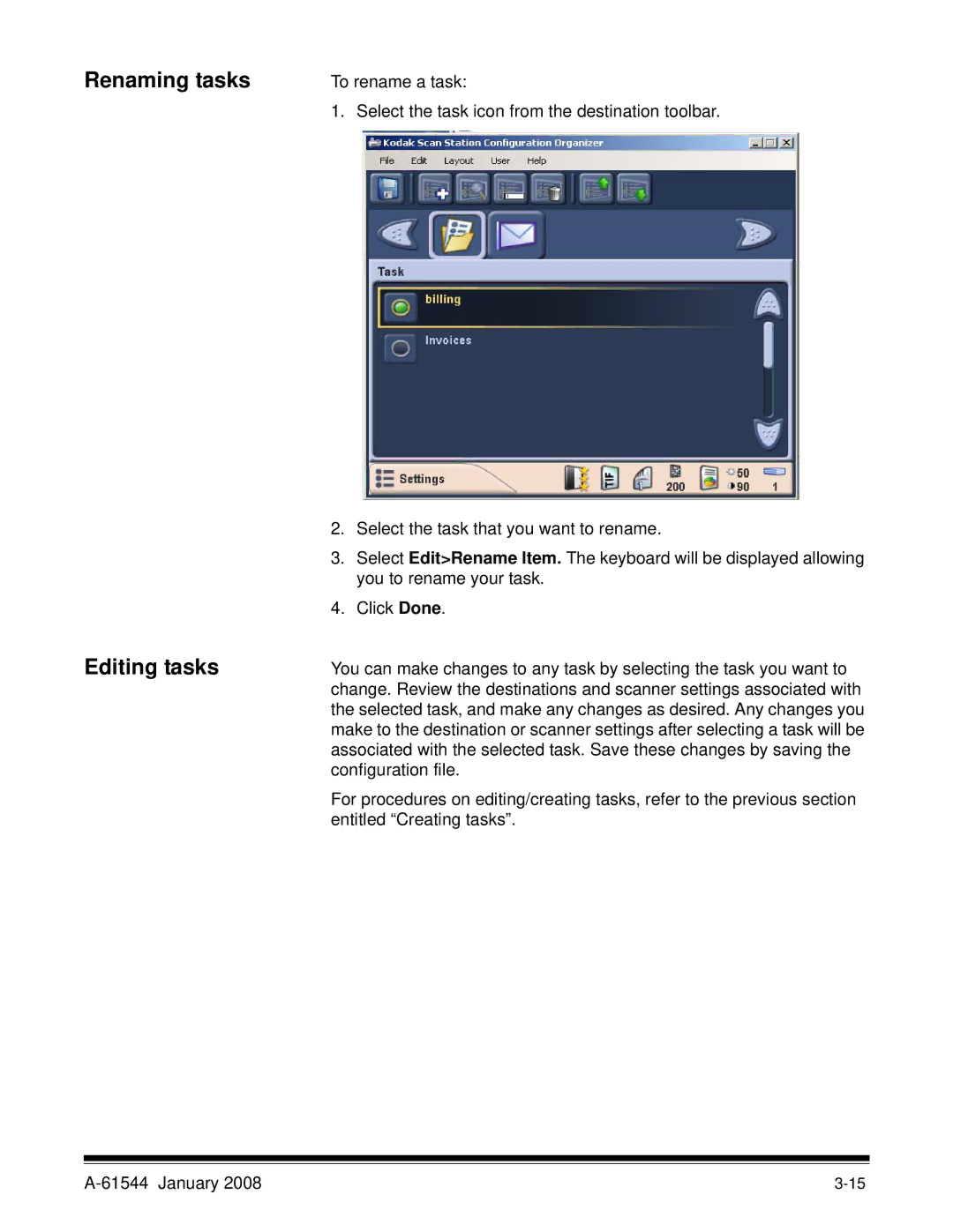 Kodak 100/120EX manual Renaming tasks Editing tasks 