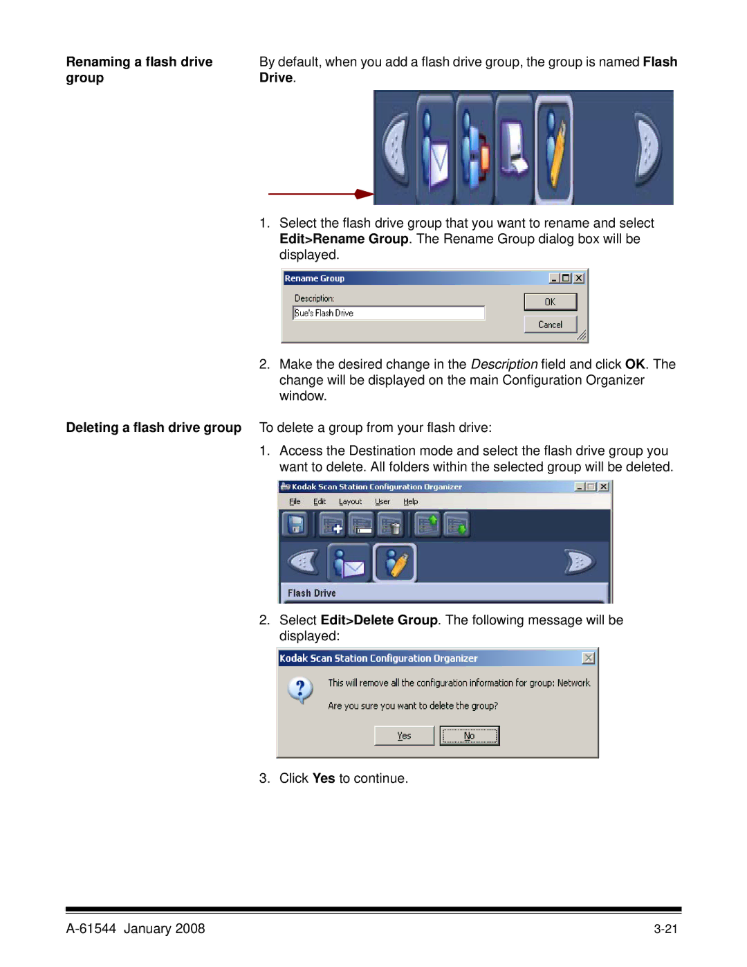 Kodak 100/120EX manual Renaming a flash drive, Group Drive 