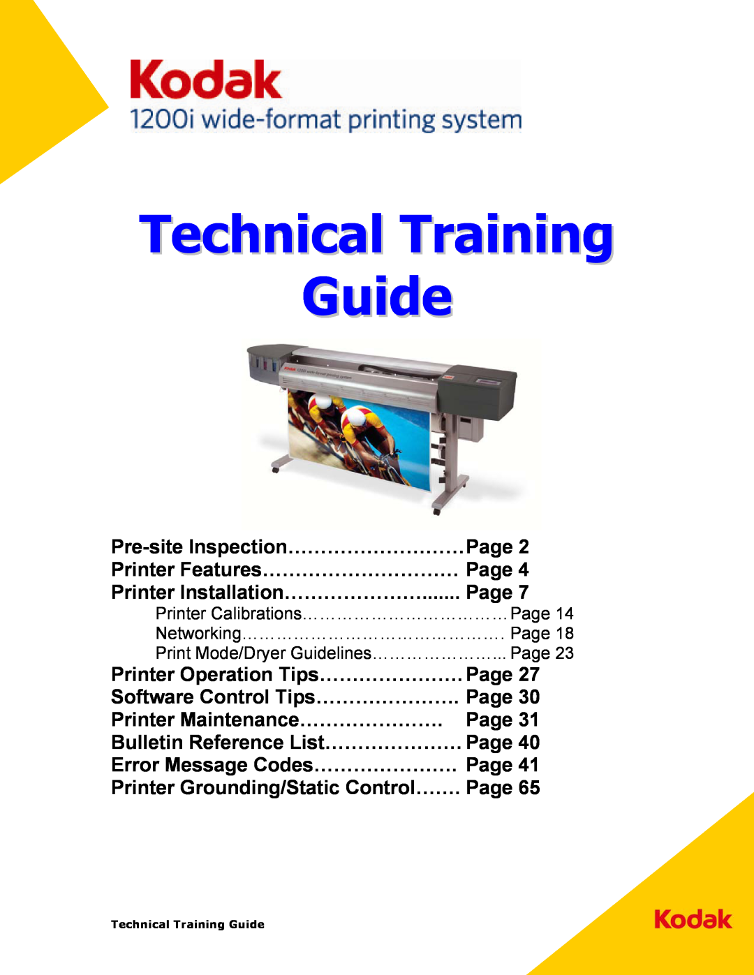 Kodak 1200I manual Technical Training Guide 