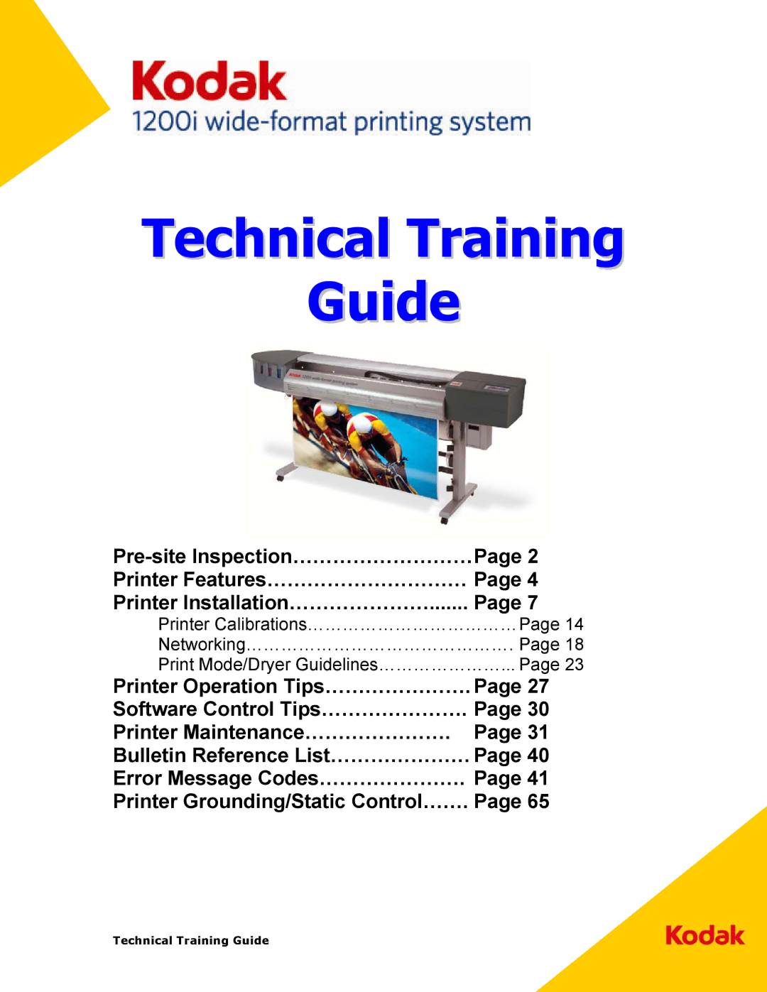 Kodak 1200I manual Technical Training Guide 