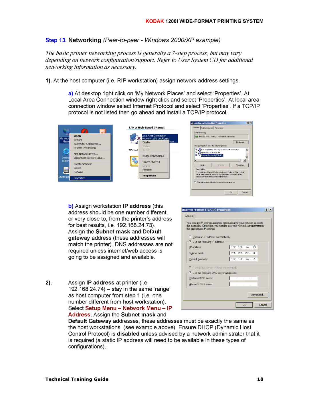 Kodak 1200I manual Networking Peer-to-peer Windows 2000/XP example 