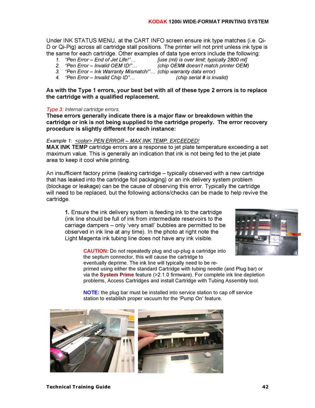 Kodak 1200I manual Type 3 Internal cartridge errors 