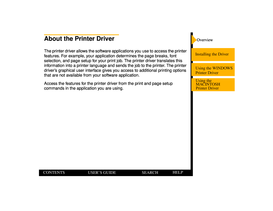 Kodak 1400 manual About the Printer Driver, Contents, User’S Guide, Search, Help 