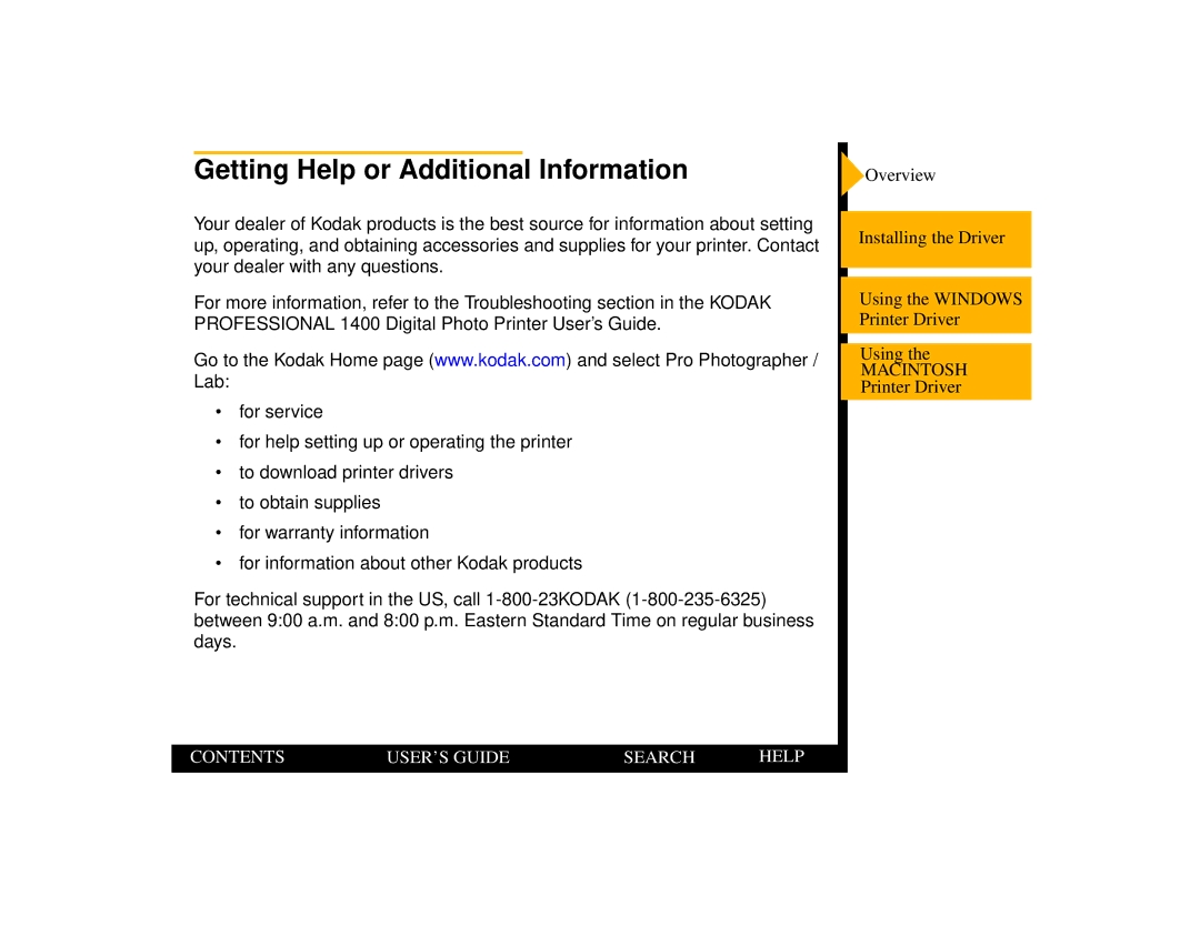 Kodak 1400 manual Getting Help or Additional Information 