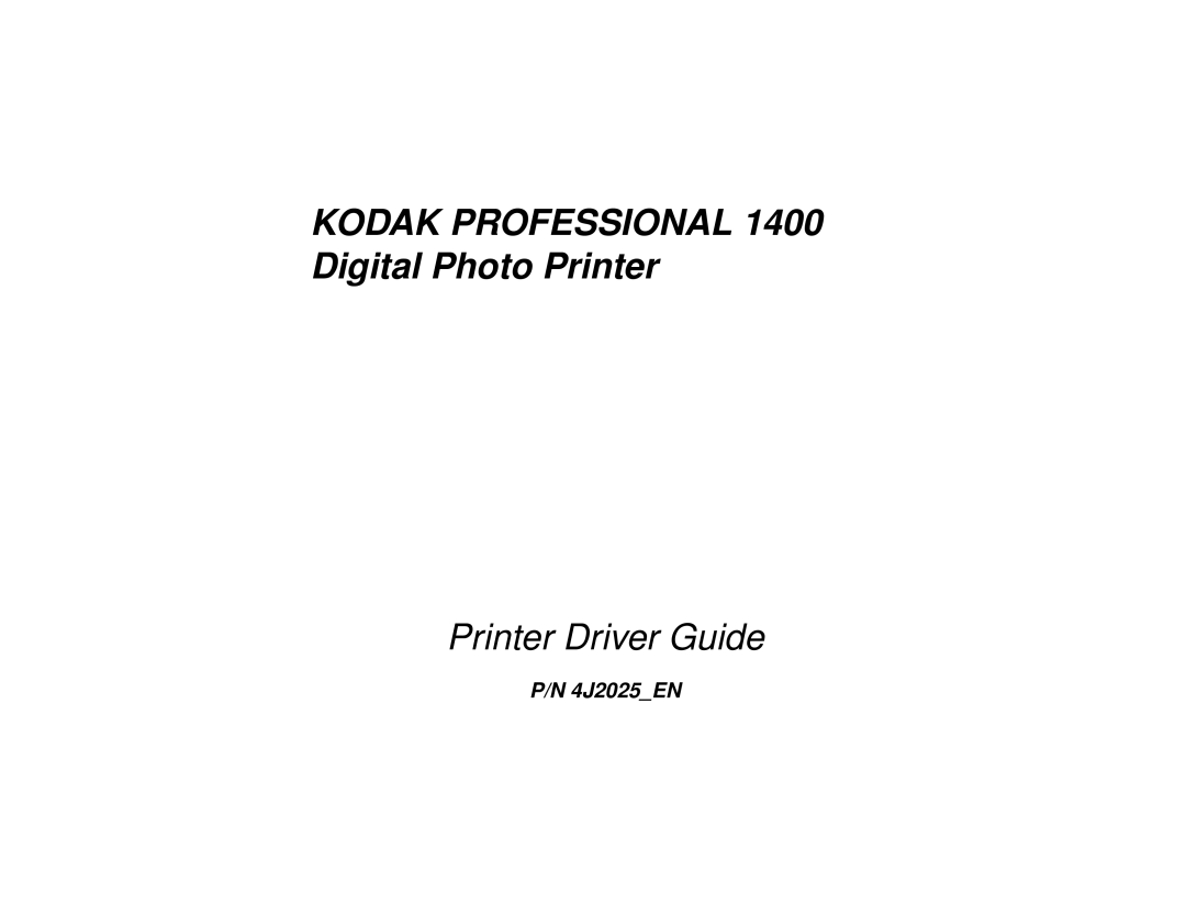 Kodak manual Kodak Professional 1400 Digital Photo Printer 