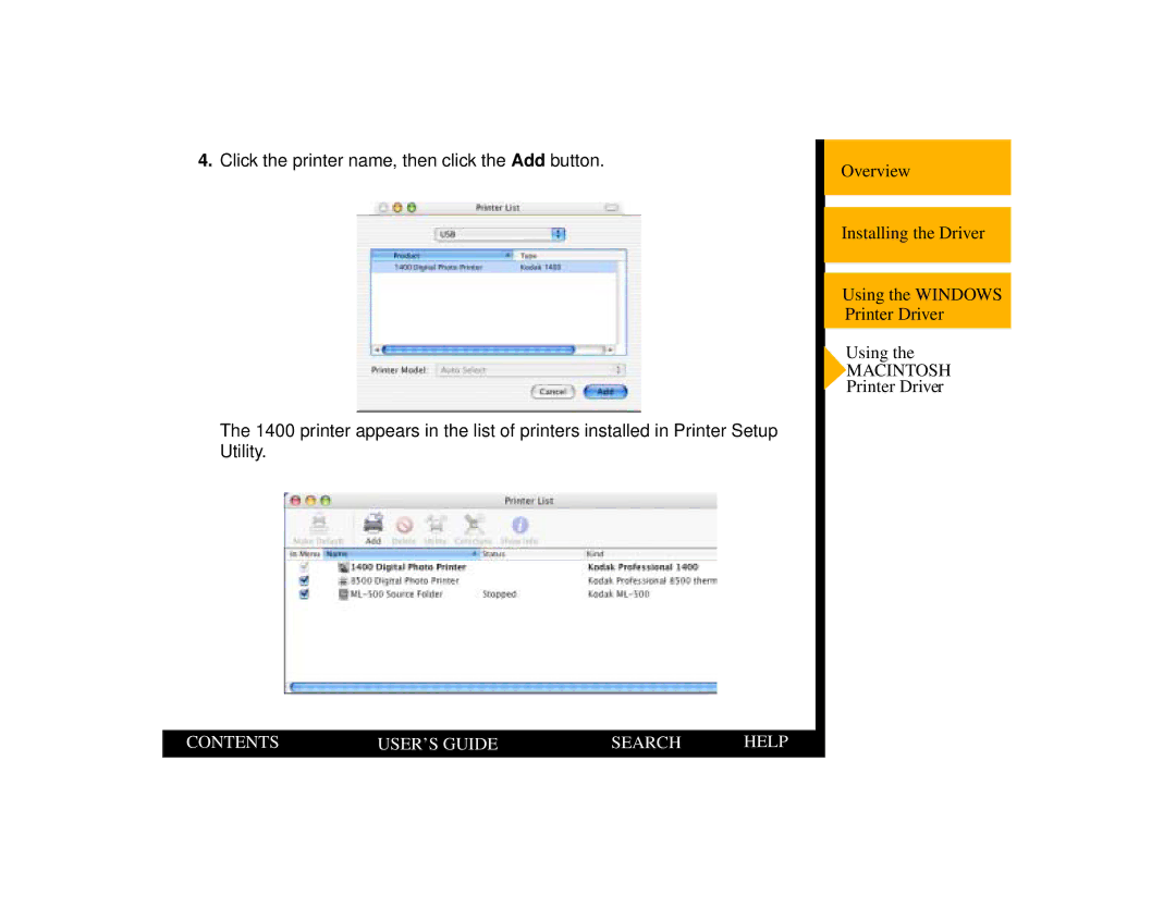 Kodak 1400 manual Contents USER’S Guide Search Help 