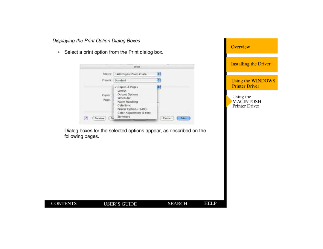 Kodak 1400 manual Displaying the Print Option Dialog Boxes 