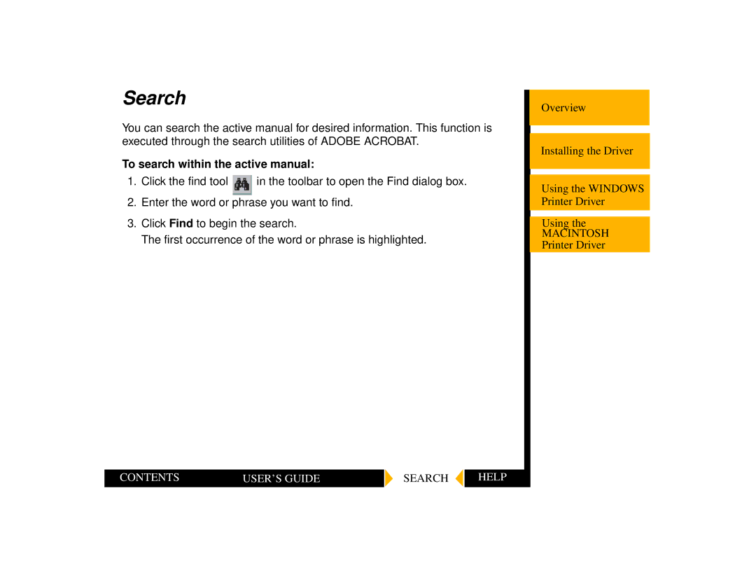 Kodak 1400 Search, To search within the active manual 