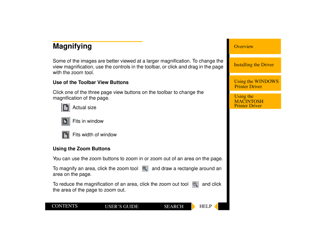 Kodak 1400 manual Magnifying, Use of the Toolbar View Buttons, Using the Zoom Buttons 