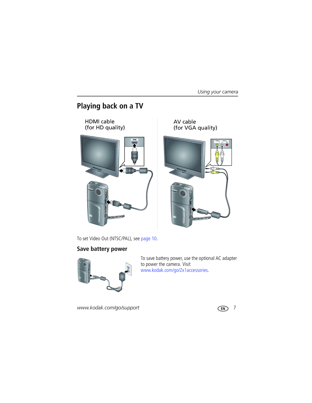 Kodak 1455013 manual Playing back on a TV 