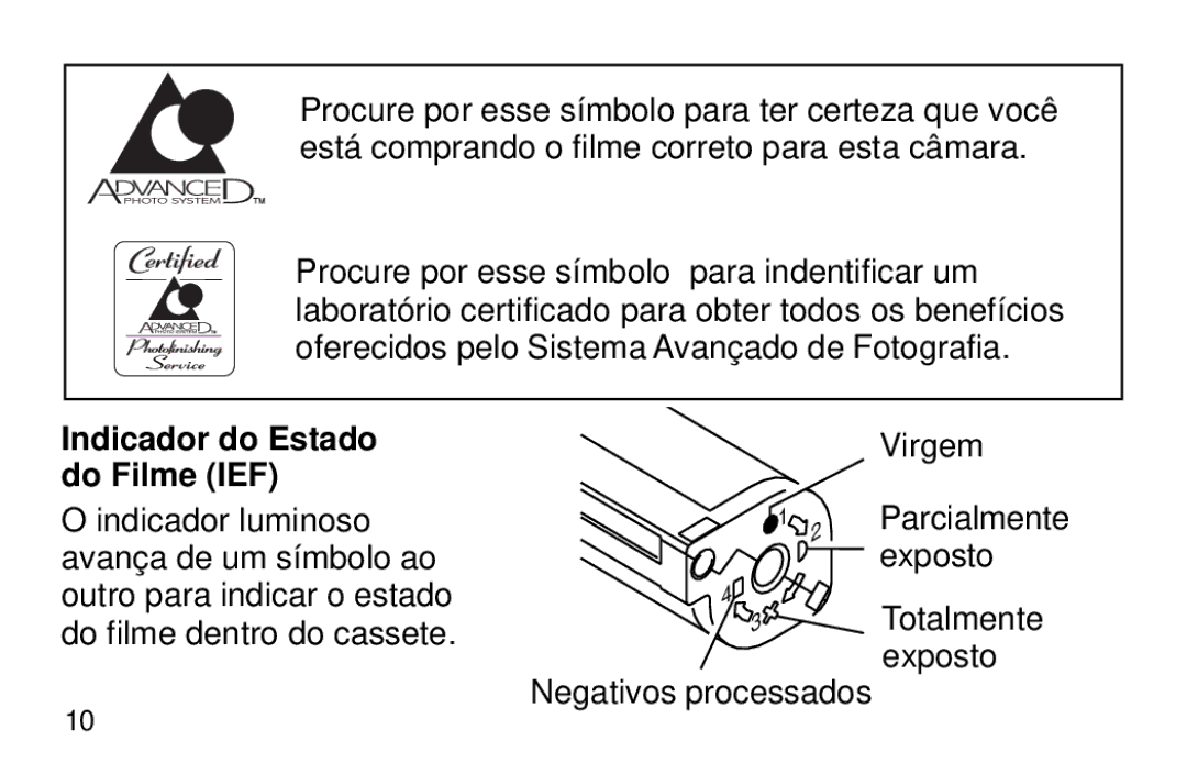 Kodak 1600 Auto manual Indicador do Estado do Filme IEF 