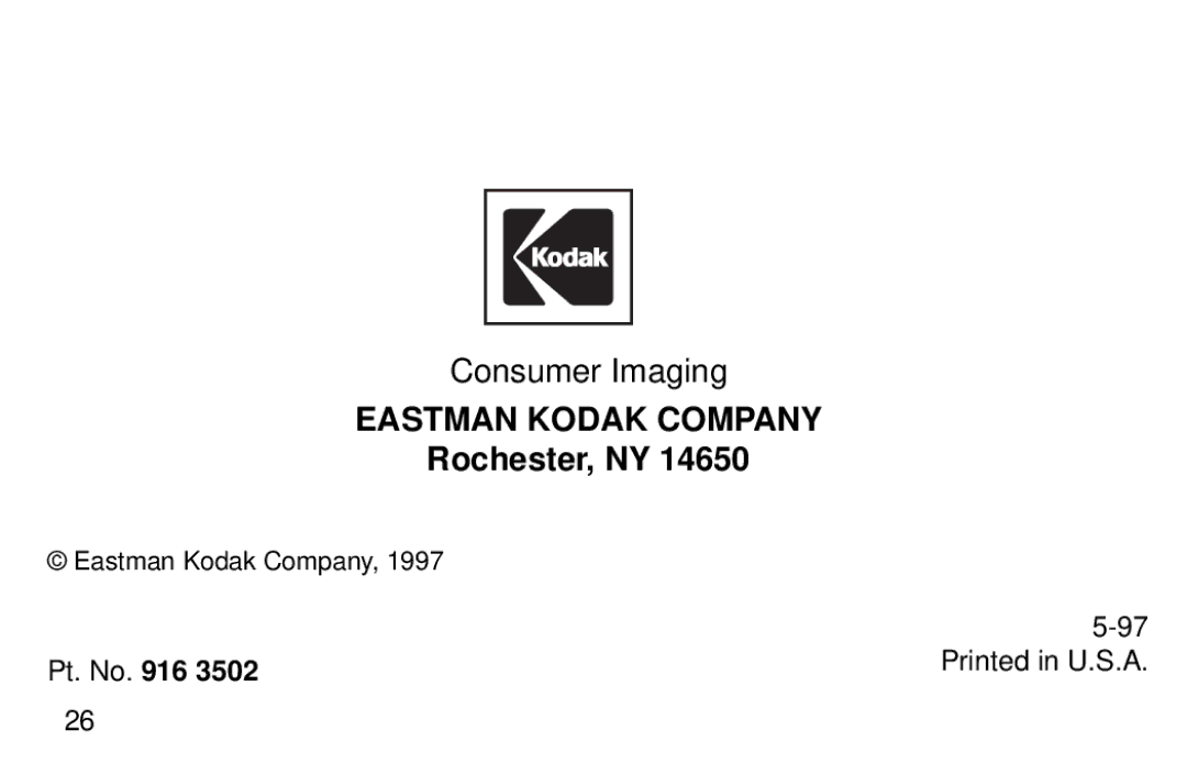 Kodak 1700AUTO, 1600AUTO manual Rochester, NY 