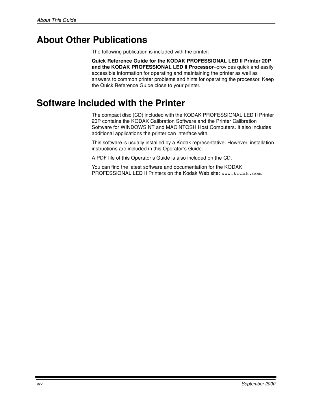 Kodak 20P manual About Other Publications, Software Included with the Printer 