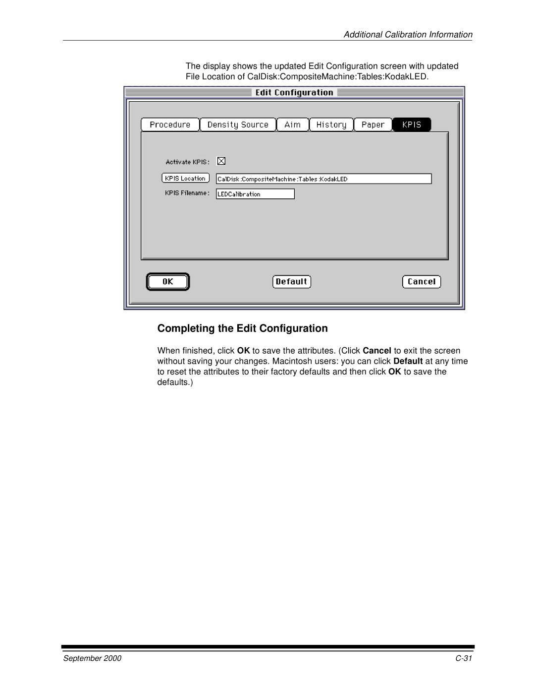 Kodak 20P manual Completing the Edit Configuration 