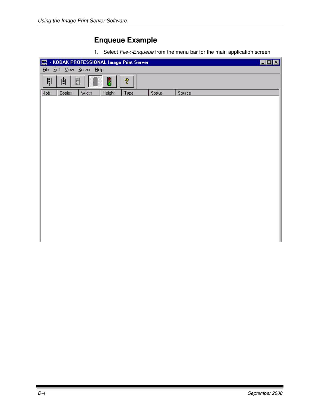 Kodak 20P manual Enqueue Example 