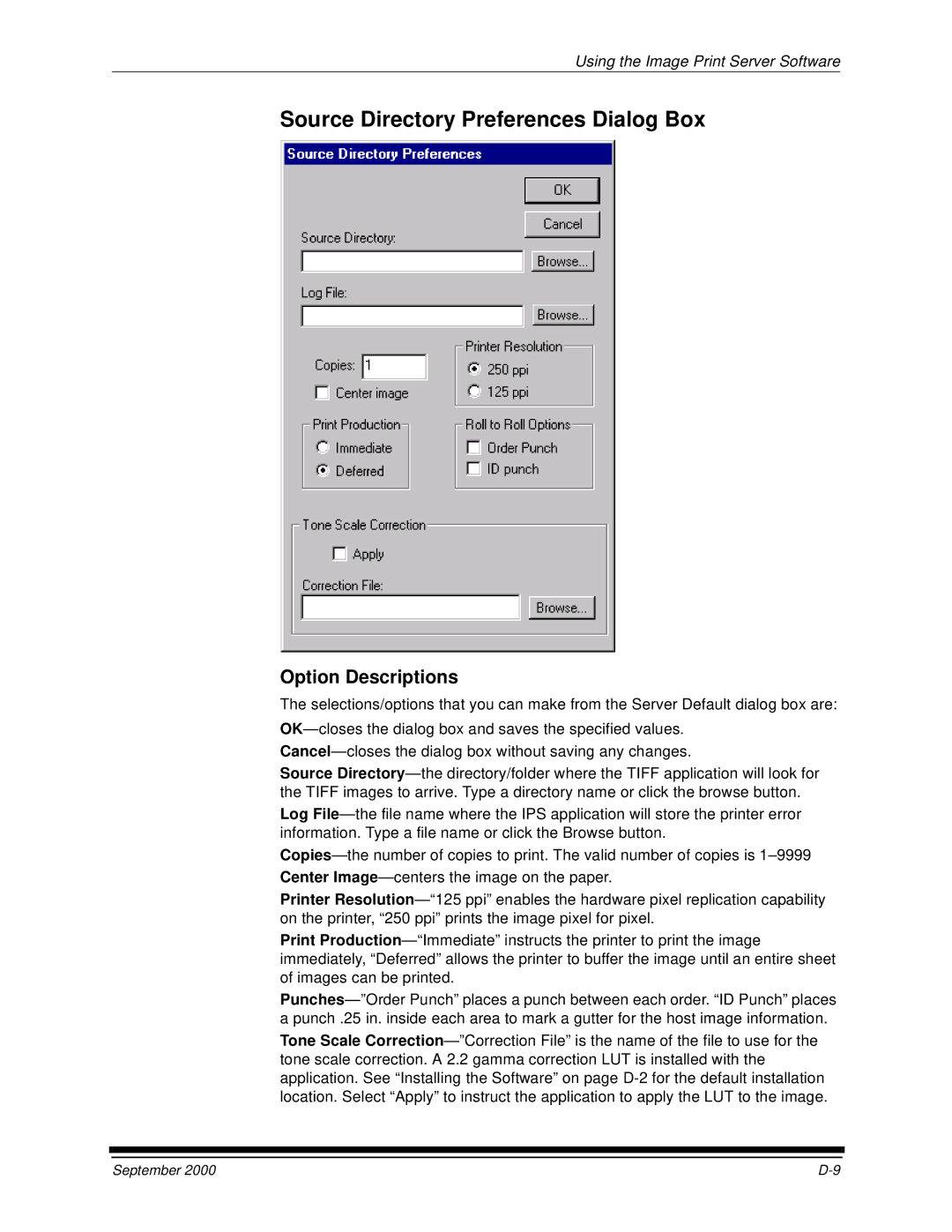 Kodak 20P manual Source Directory Preferences Dialog Box 