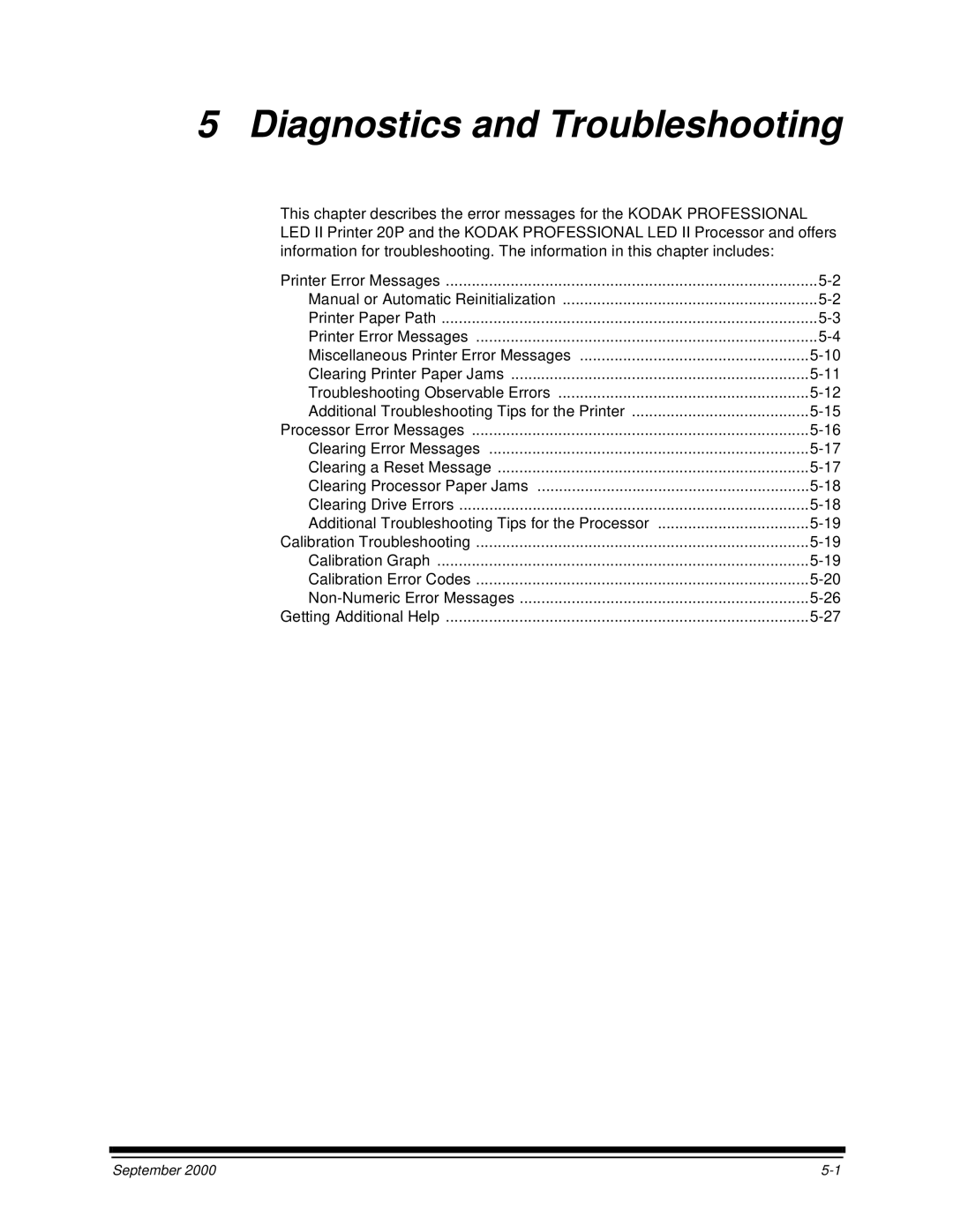 Kodak 20P manual Diagnostics and Troubleshooting 