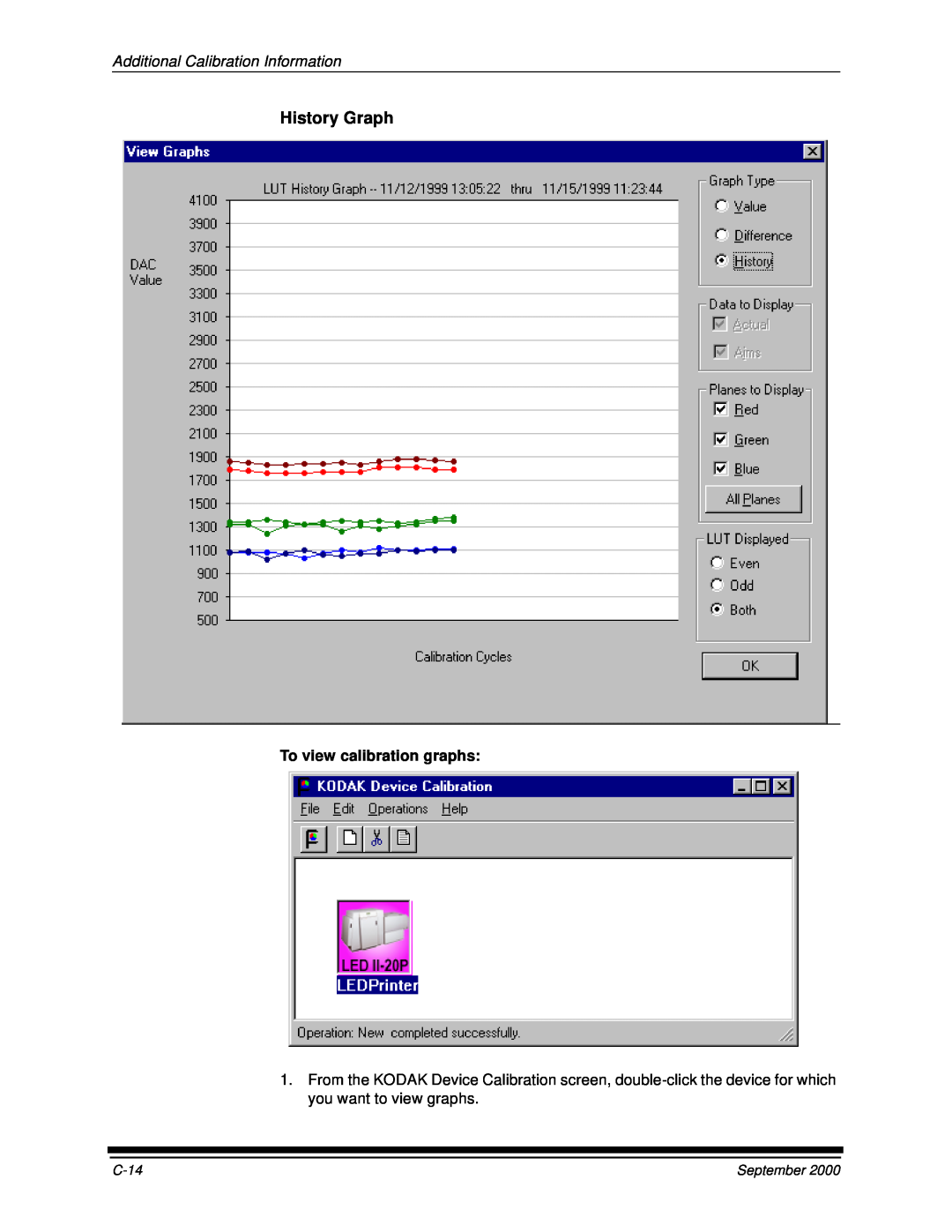 Kodak 20R manual History Graph, Additional Calibration Information, To view calibration graphs, C-14, September 
