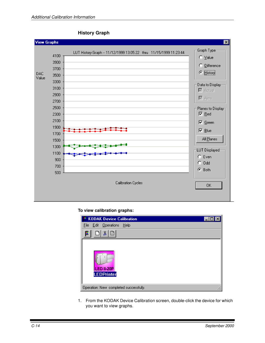 Kodak 20R manual History Graph, To view calibration graphs 