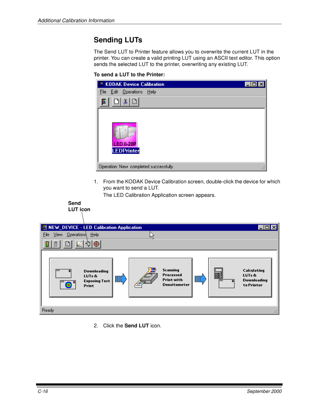 Kodak 20R manual Sending LUTs, To send a LUT to the Printer, Send LUT icon 