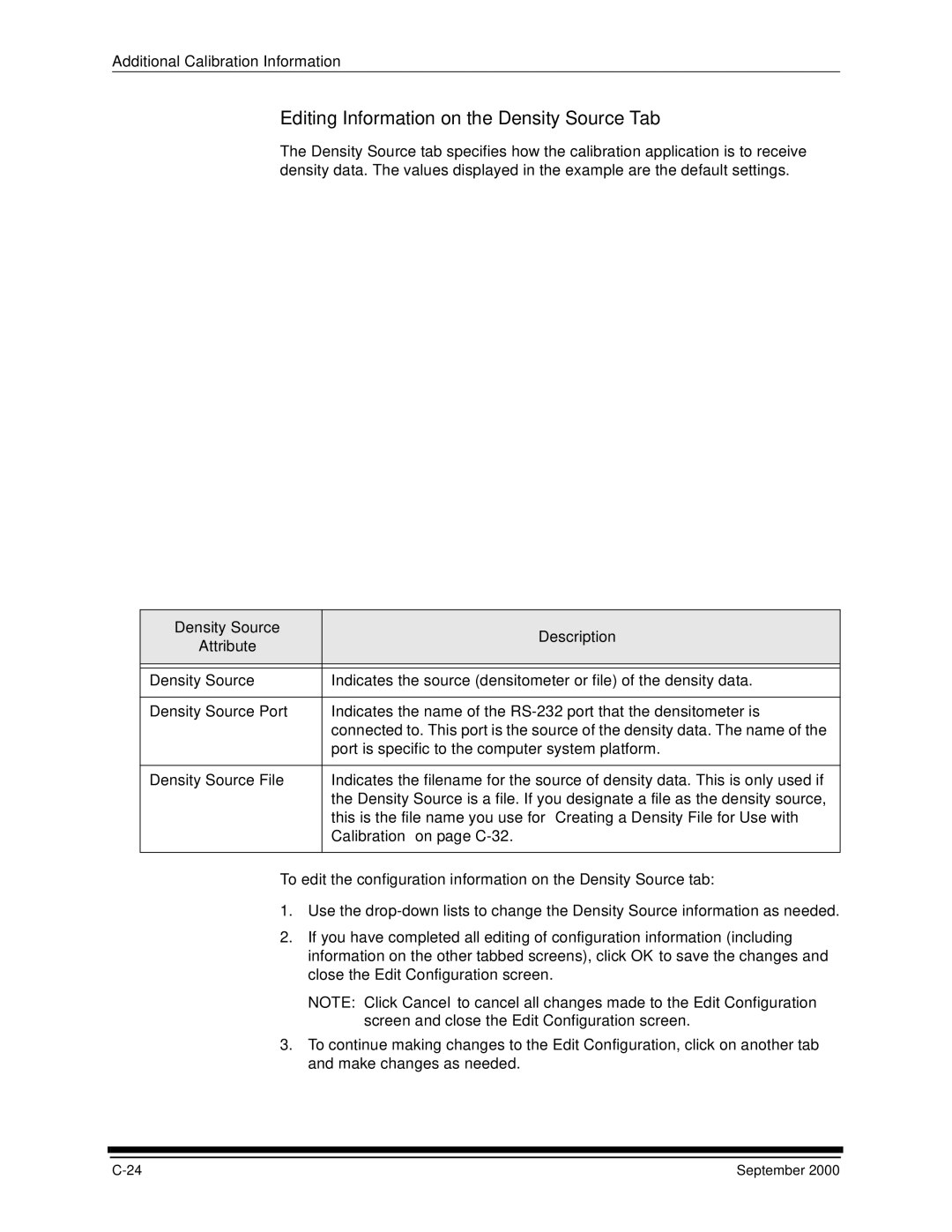 Kodak 20R manual Editing Information on the Density Source Tab, Density Source Description Attribute 