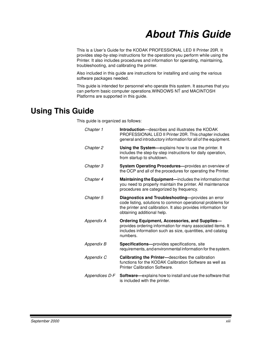 Kodak 20R manual Using This Guide, System Operating Procedures- provides an overview 