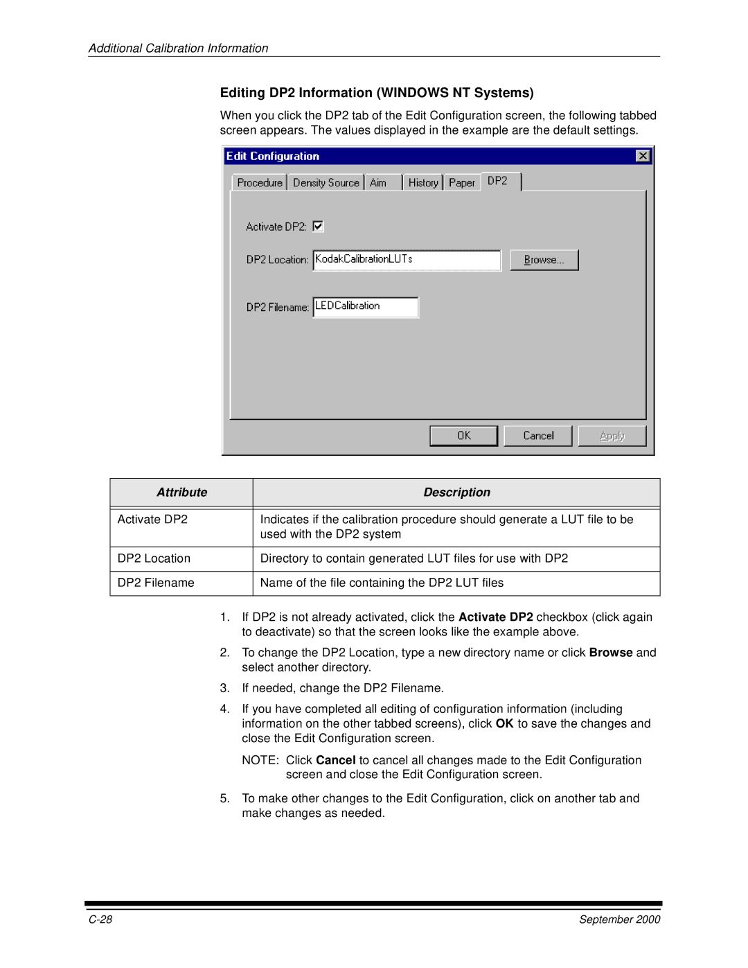 Kodak 20R manual Editing DP2 Information Windows NT Systems 