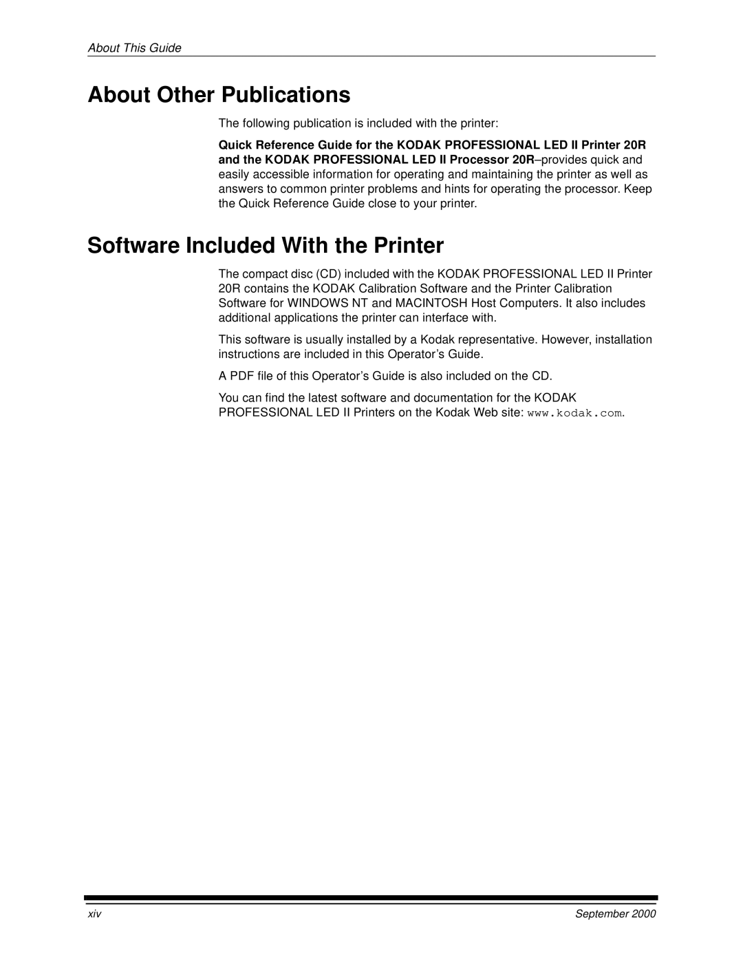 Kodak 20R manual About Other Publications, Software Included With the Printer 