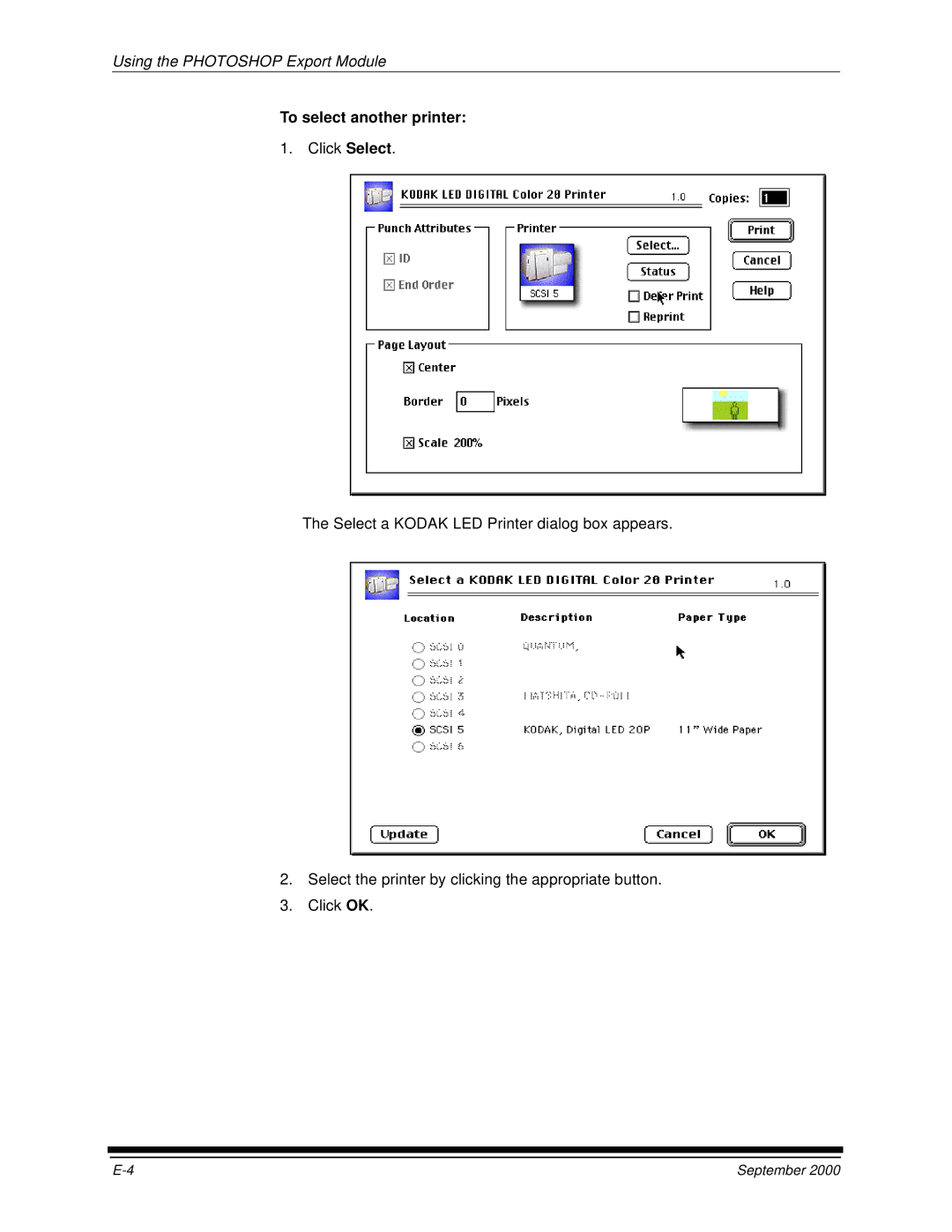 Kodak 20R manual To select another printer 