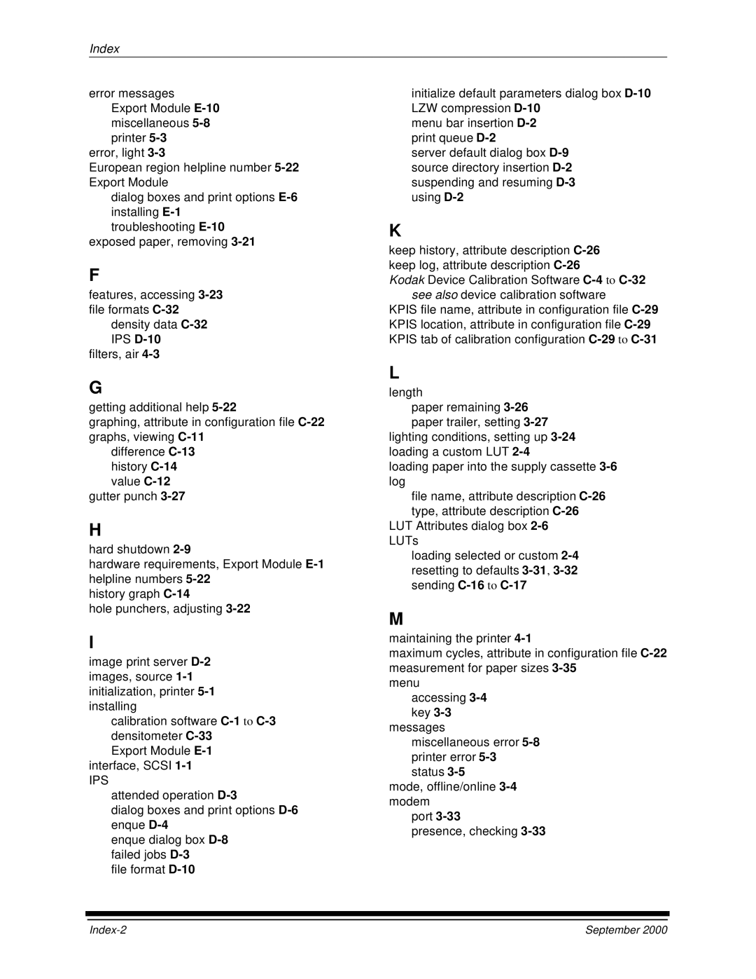 Kodak 20R manual Index 