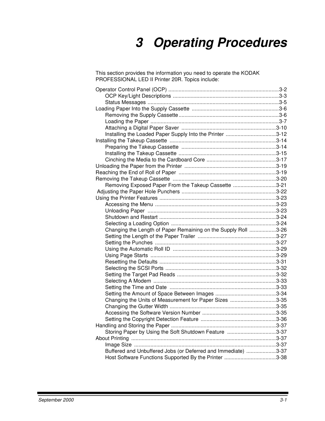 Kodak 20R manual Operating Procedures 