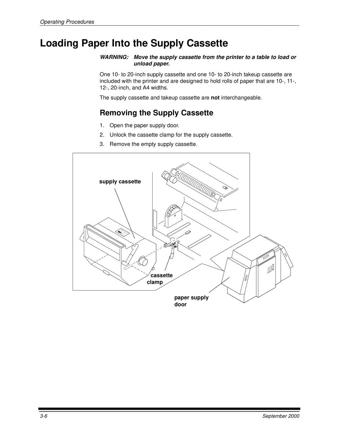 Kodak 20R manual Loading Paper Into the Supply Cassette, Removing the Supply Cassette 