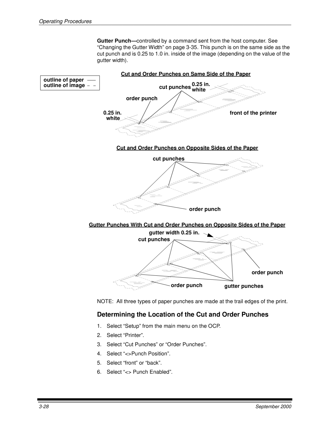 Kodak 20R manual Determining the Location of the Cut and Order Punches, Outline of paper outline of image 