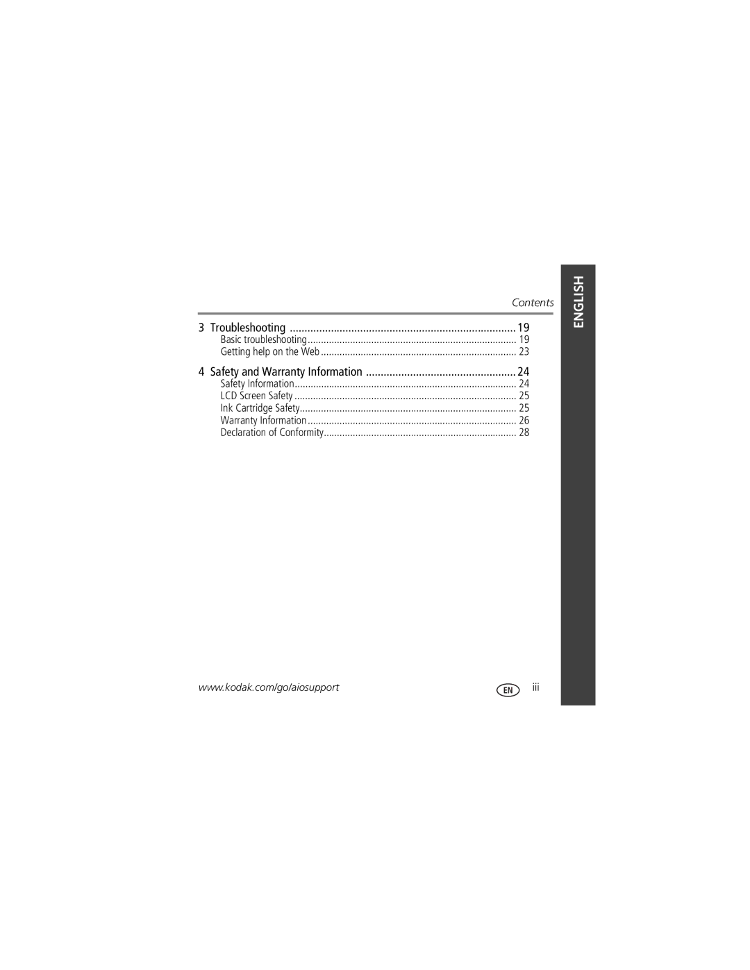 Kodak 2100 manual Troubleshooting, Safety and Warranty Information 