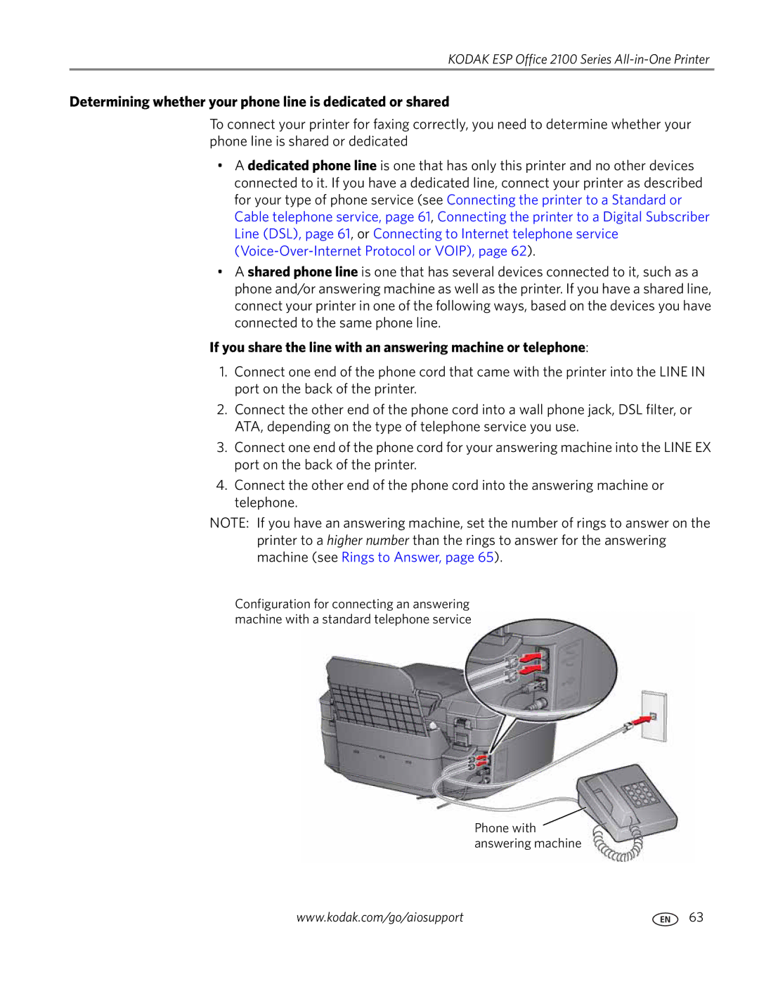 Kodak 2100 manual Determining whether your phone line is dedicated or shared 