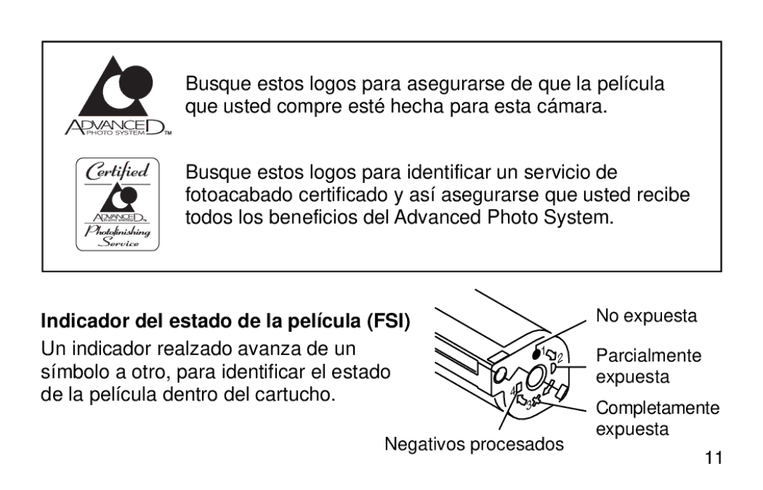 Kodak 2100 manual Indicador del estado de la película FSI 