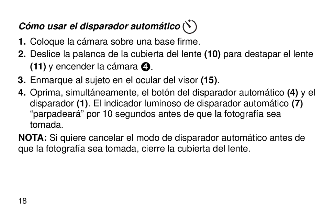 Kodak 2100 manual Cómo usar el disparador automático 