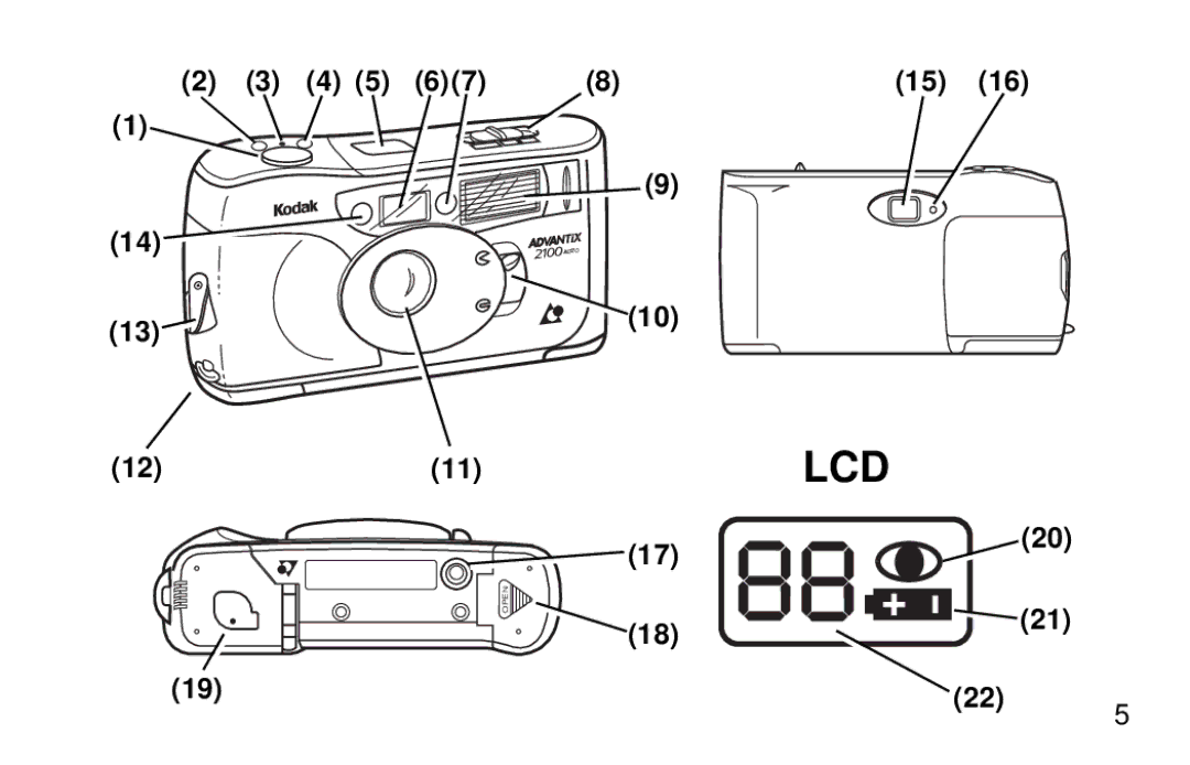 Kodak 2100 manual Lcd 
