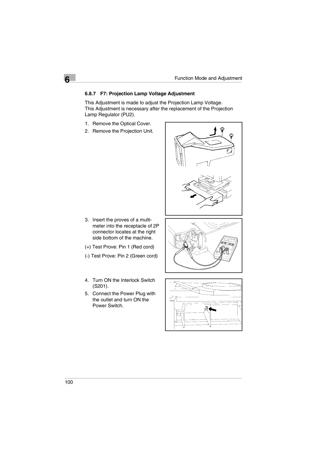 Kodak 2400DSV service manual 7 F7 Projection Lamp Voltage Adjustment 