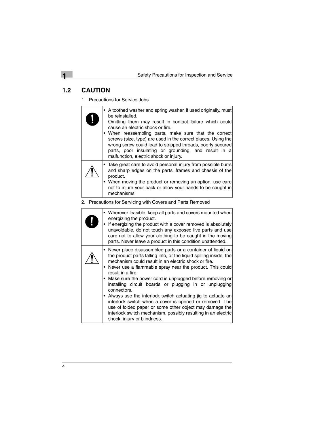 Kodak 2400DSV service manual Safety Precautions for Inspection and Service 