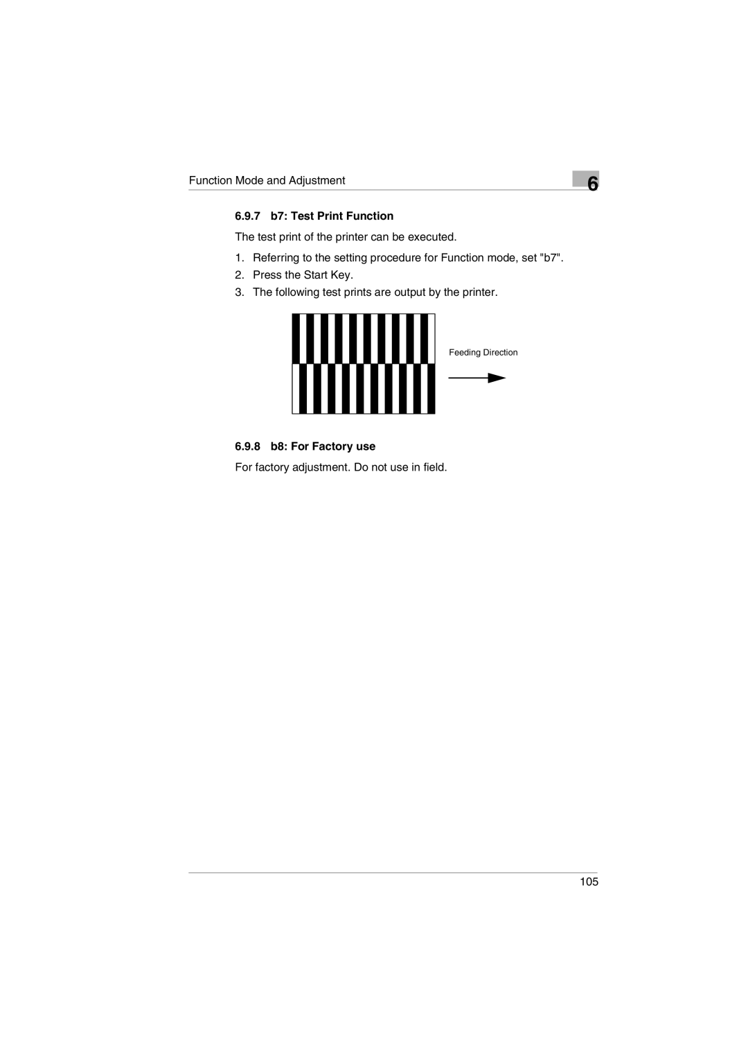 Kodak 2400DSV service manual 7 b7 Test Print Function, 8 b8 For Factory use 