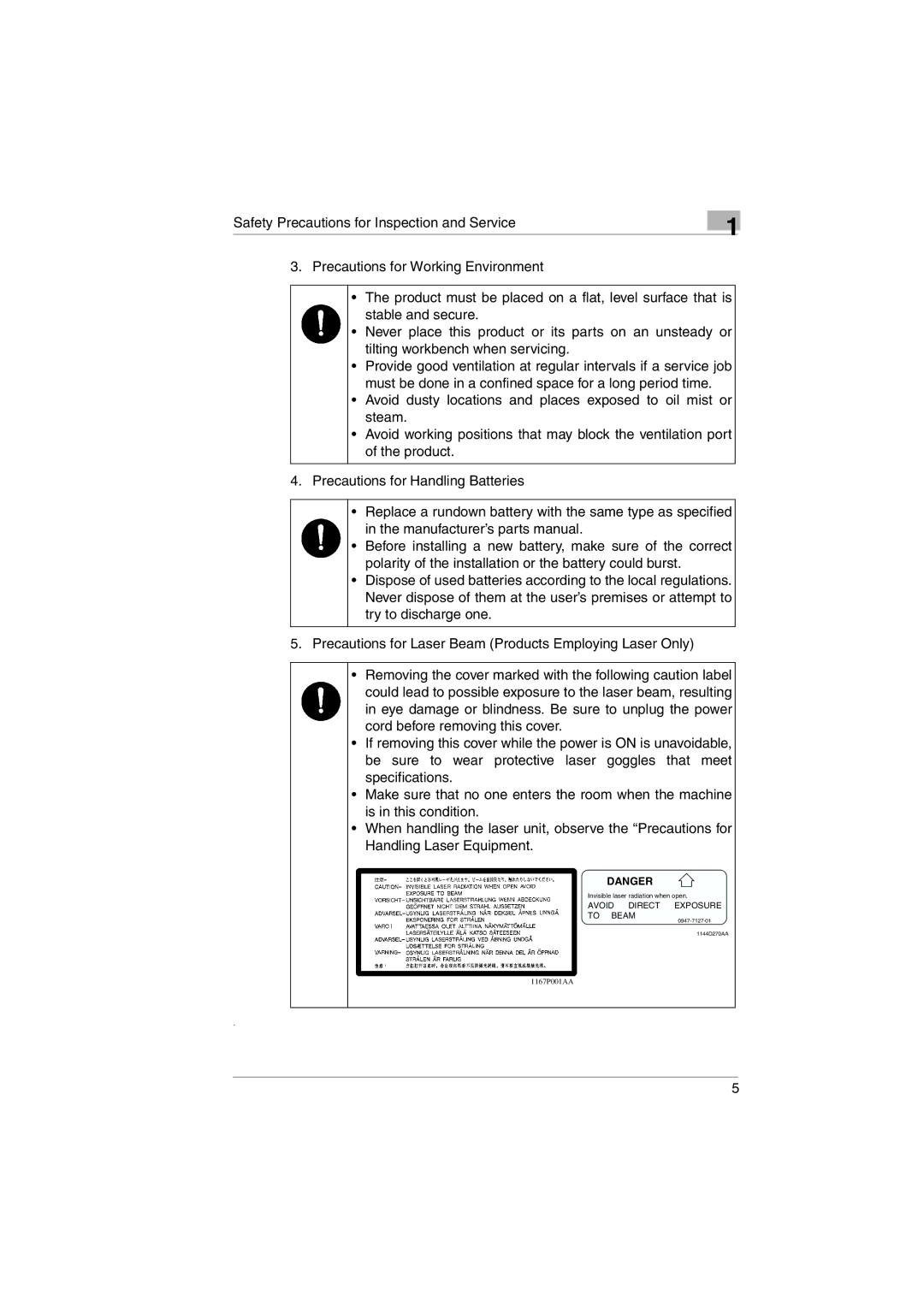 Kodak 2400DSV service manual Avoid Direct Exposure To Beam 