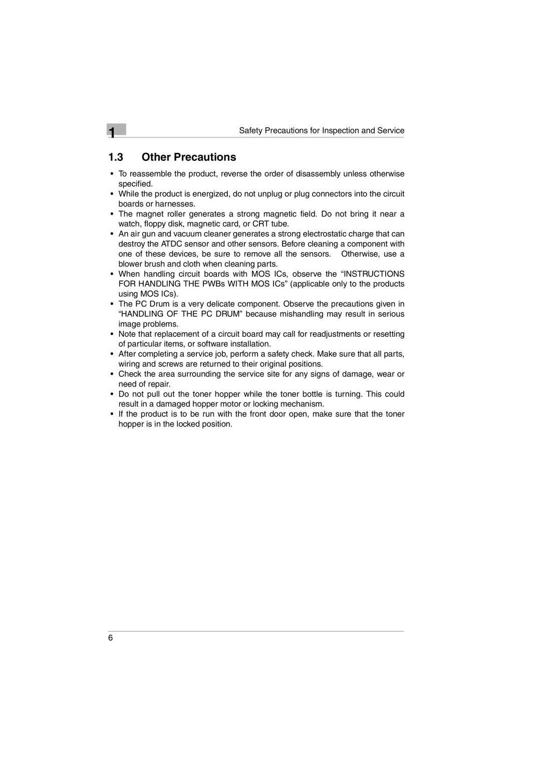 Kodak 2400DSV service manual Other Precautions 