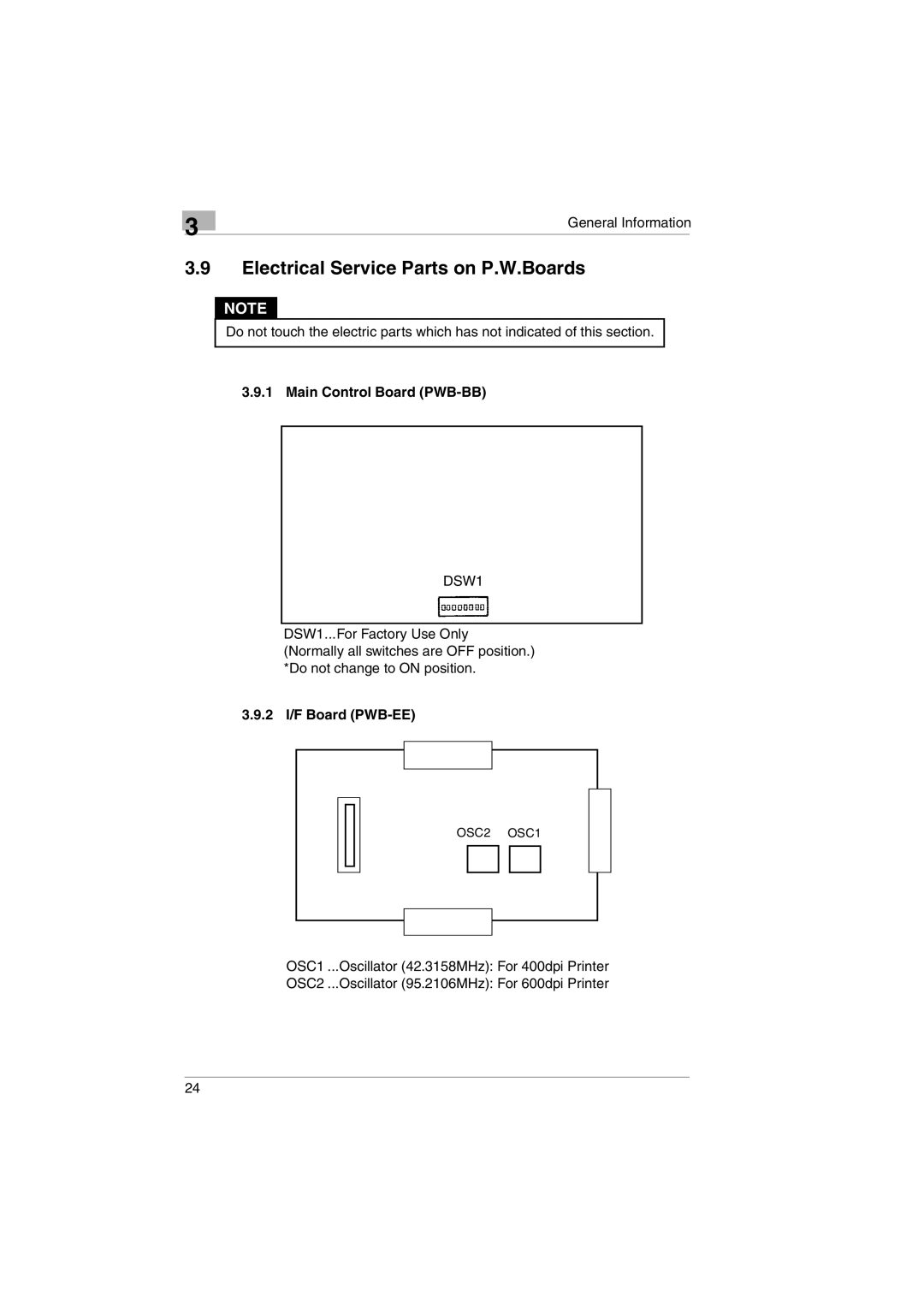 Kodak 2400DSV service manual Electrical Service Parts on P.W.Boards, 2 I/F Board PWB-EE 