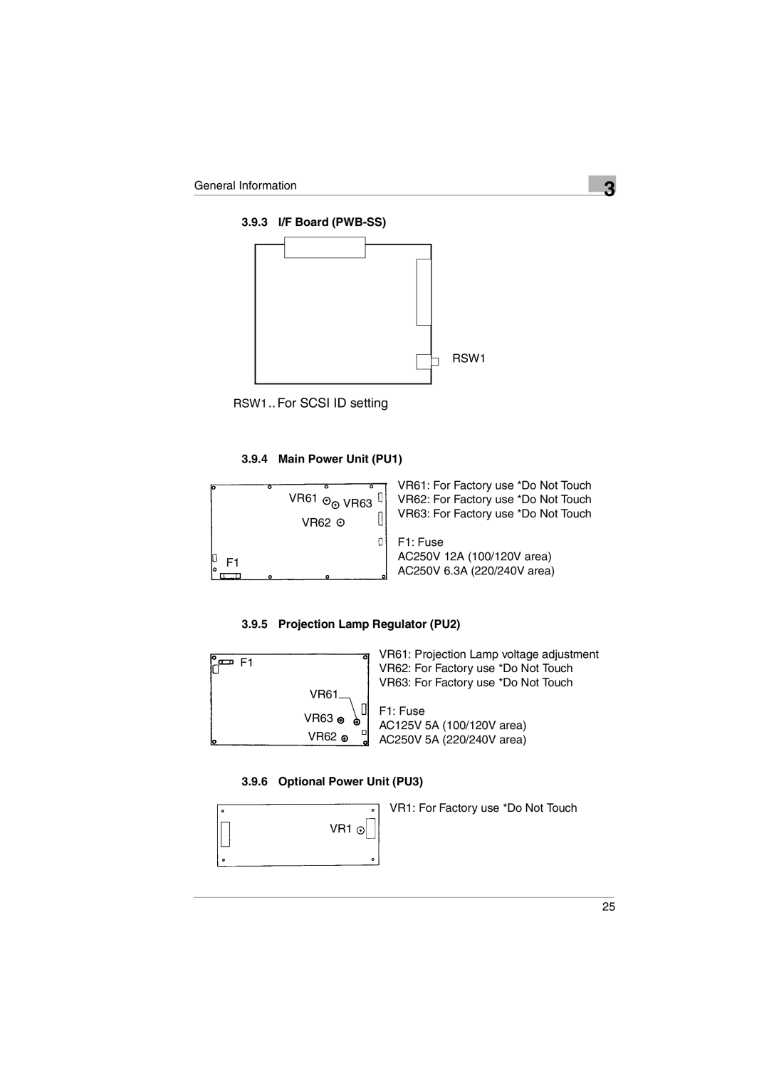 Kodak 2400DSV service manual RSW1 .. For Scsi ID setting, 3 I/F Board PWB-SS 